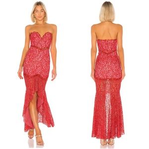Lovers + Friends Keva Strapless Guipure Lace Gown